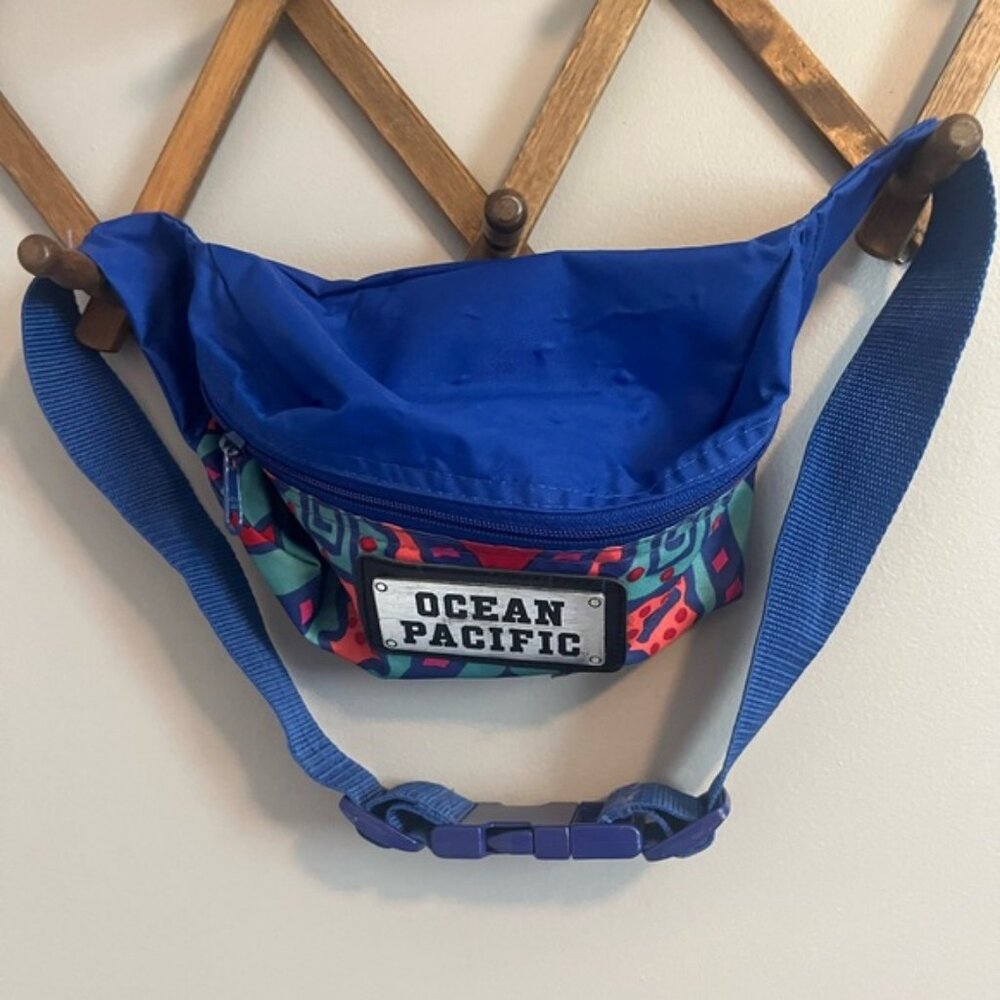 Vintage 80s purple and multi colour Fanny pack waist belt adult size Gorpcore